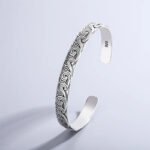 Retro Wave Sterling Silver Cuff Bracelet – Trendy Party Bangles