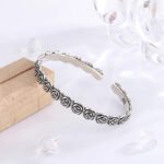 925 Sterling Silver Cuff Bracelet – Rose Flower Party Bangle