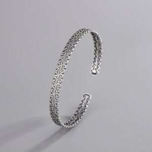 Silver Hollow Out Cloud Bangle – 925 Sterling Cuff