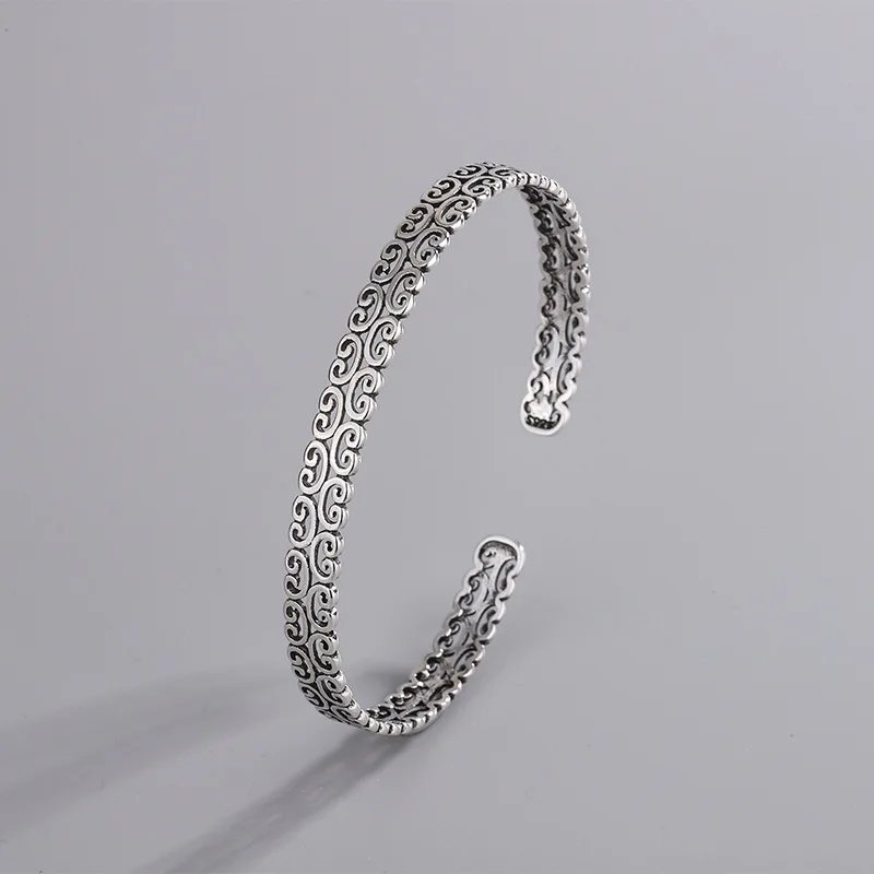 1 Silver Hollow Out Cloud Bangle – 925 Sterling Cuff - Image 1