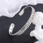 Retro Wave Sterling Silver Cuff Bracelet – Trendy Party Bangles - Image 2