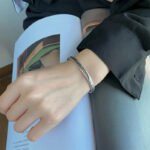 Feather Cuff Bracelet – Retro Silver Bangles for Women - Image 2