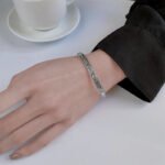 Sterling Silver Fish Bangle – Retro Embossed Cuff Bracelet - Image 2