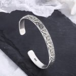 Retro Wave Sterling Silver Cuff Bracelet – Trendy Party Bangles - Image 3