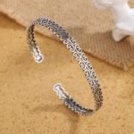 Silver Hollow Out Cloud Bangle – 925 Sterling Cuff - Image 3