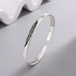 Feather Cuff Bracelet – Retro Silver Bangles for Women - Image 4