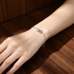 Double Heart Diamond Bracelet – Trendy Silver Chain - Image 4