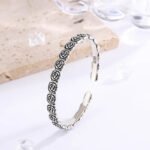 925 Sterling Silver Cuff Bracelet – Rose Flower Party Bangle - Image 4
