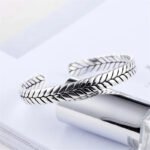 925 Silver Cuff Bracelet – Leaf Braided, Trendy Party Style - Image 4