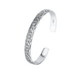 Retro Wave Sterling Silver Cuff Bracelet – Trendy Party Bangles - Image 5