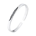 Feather Cuff Bracelet – Retro Silver Bangles for Women - Image 5
