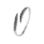 Silver Feather Cuff Bracelet – Trendy Retro Thai Design - Image 5