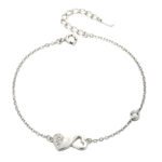 Double Heart Diamond Bracelet – Trendy Silver Chain - Image 5