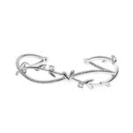 Silver Plant Cuff Bracelet – Twisted Wire, Resizable - Image 5