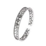 Rose Leaf Hollow Silver Cuff Bracelet – Trendy Party Jewelry - Image 5