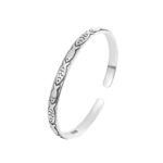Sterling Silver Fish Bangle – Retro Embossed Cuff Bracelet - Image 5