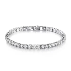 925 Sterling Silver Zirconia Tennis Bracelet, 4mm (16-20cm)