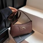 Women's bow design PU leather shoulder bag with cross-body strap