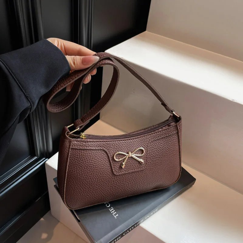 main_images__1 Women's bow design PU leather shoulder bag with cross-body strap