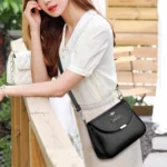 Soft Leather Women's Crossbody Bag – Small Square PU - Image 8