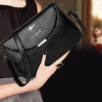 Soft Leather Women's Crossbody Bag – Small Square PU - Image 2